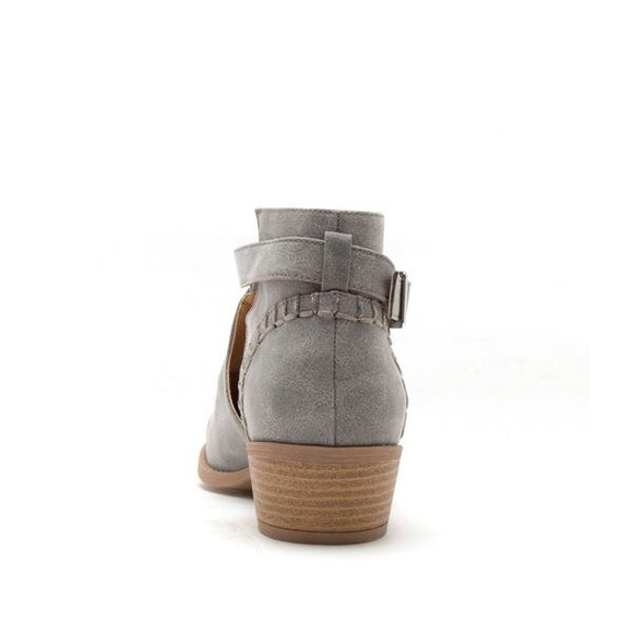 Ash Grey Distressed Open Buckle Booties - Picture 4 of 4